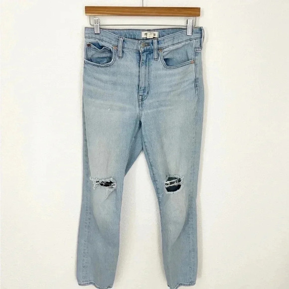 Madewell Medium Wash Blue The High-Rise Slim Boyjeans, Size 26T - Picture 2 of 9